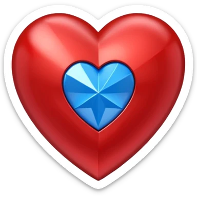 A geometric red 3D heart with a geometric blue star inside sticker