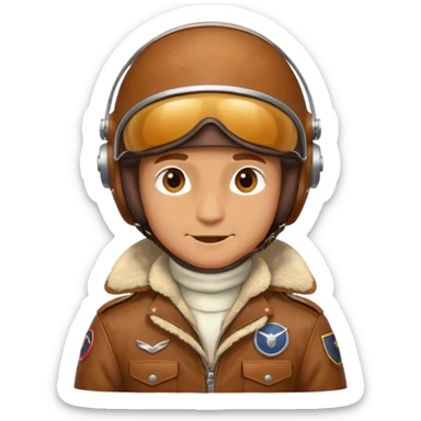 renard aviateur, casque en cuir vintage marron , écharpe blanche, blouson aviateur, sticker