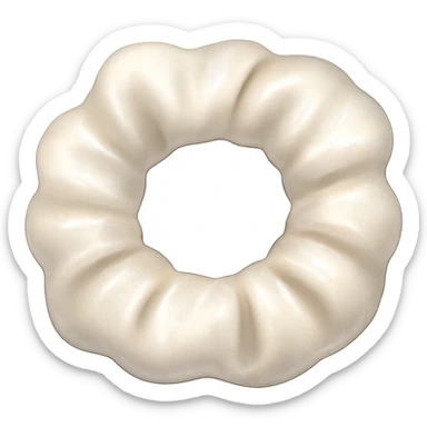 Add a shimmer effect to the small silky white scrunchie in the style of emoji (apple style emojis). Keep the shimmer subtle and delicate, enhancing the silky texture. Remove the background. sticker