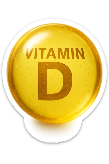 particella in 3d di Vitamina D gialla, iperrealistica in 3d sticker