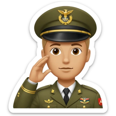 Soldat in uniform der salotiert und den Buchstaben S.A.S sticker