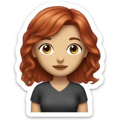 beautiful girl with long red brown hair and curtain bangs and cute clothes sticker