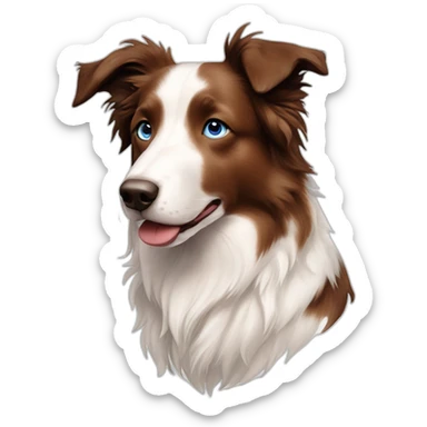 white red merle border collie with few brownish specks in the face and in the nose blue eyes sticker