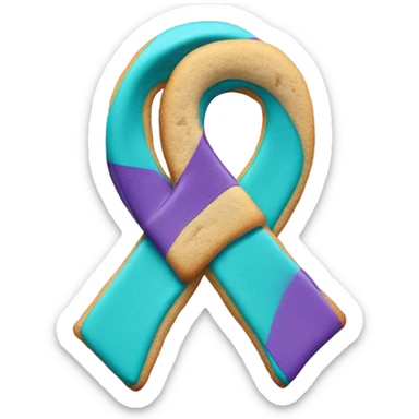 Purple teal Suicide awareness ribbon, heart cookie sticker