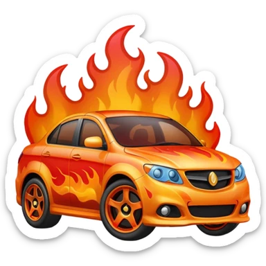 Emoji representation of a custom paint job with flames and metallic gradient sticker