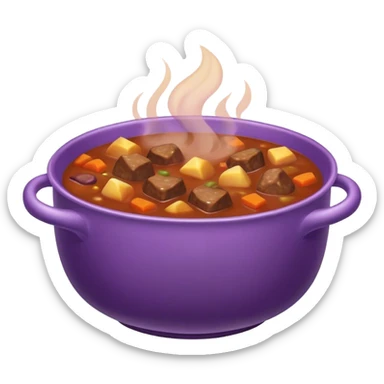 Stew steaming hot in a purple bowl  sticker