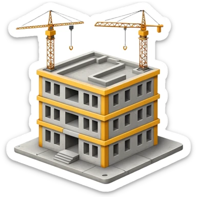 construction site with a partially completed building emoji style sticker