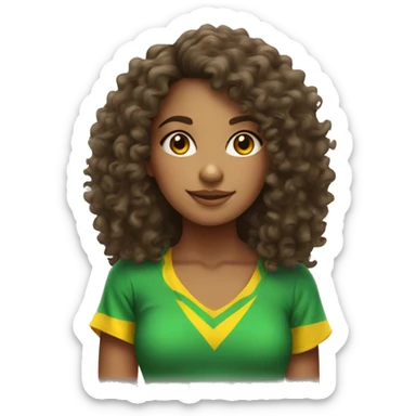 a brazilian curly haired girl with a brazilian shirt  sticker
