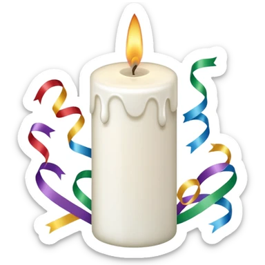 white candle with confetti and streamers sticker