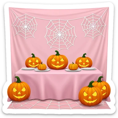 pastel pink halloween table setup sticker