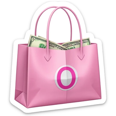 Pink money and a pink shopping bag sticker