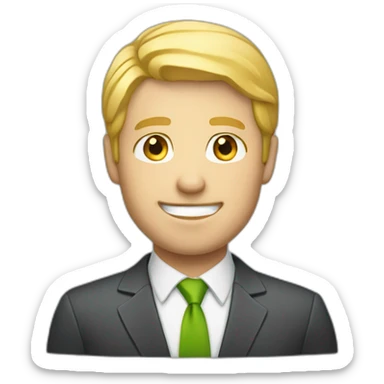 sales man with blonde hair greeting sticker