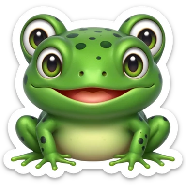simple kawaii frog, very simple dot eyes, vey big pupils sticker