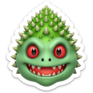 poisonous mushroom monster portrait, head and shoulders only, toxic green glow, scary grin, spiky mushroom head, 3D cartoon, mobile game icon style, clean background, no text, no watermark

 sticker