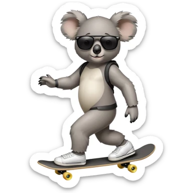 anthropomorphised koala in skater-style clothing wearing dark sunglasses walking upright sticker