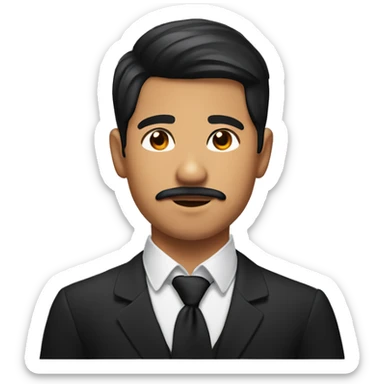 Young phillipino guy with black edgar cut with mustach sticker