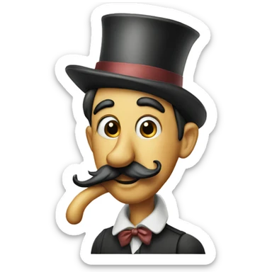 Pinocchio with a long nose and mustache sticker
