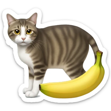 Un chat qui mange une banane sticker