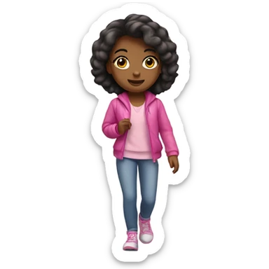 girl in pink going for a walk in the city sticker