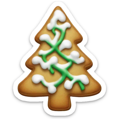 white frosted gingerbread cookie shaped like a pine tree sticker