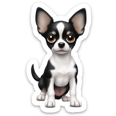Black and white chihuahua puppy big ears sticker