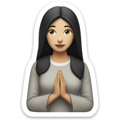 Woman white skin black hair praying sticker