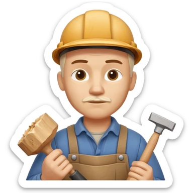 wood carving carpenter portrait, head and shoulders only, carving wooden figure with chisel, wood shavings visible, focused craftsman expression, artisan workshop vibe, 3D cartoon style, mobile game icon style, clean background, no text, no watermark
 sticker