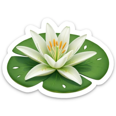 a pretty lily flower on a green circle lilypad sticker