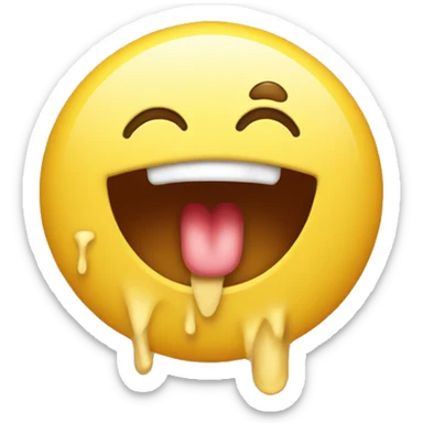 yellow emoji with heart eyes, drooling mouth and hearts swirling around it.  Make the mouth sleepy as if its just woken with drool coming out sticker