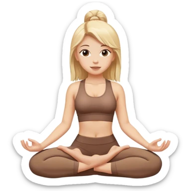 White girl with blonde hair doing yoga brown set sticker