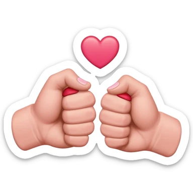 fist bump, big fist and small fist, with a happy heart as background sticker