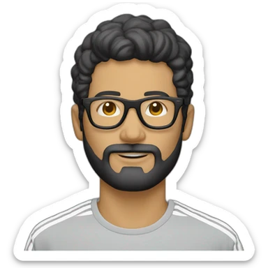 hombre blanco con barba negra y lentes de sol negros, usando un gorri adidas sticker