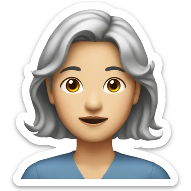 asian, middle age, lady, middle length hair sticker