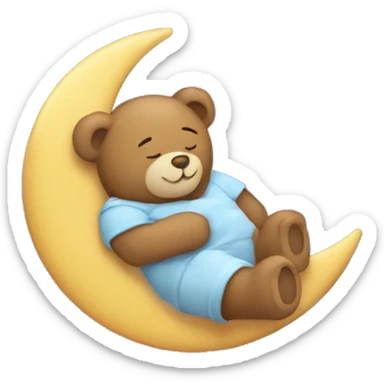 Teddy bear sleeping on the moon sticker