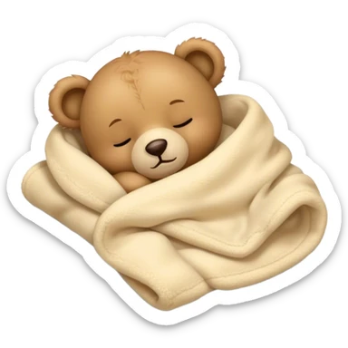 Baby Teddy Bear sleeping in a blanket  sticker