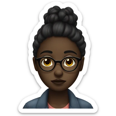 darkskin girl with glasses sad goodbye  sticker