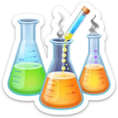 hi-lighters uv light glowibg formula in beaker/ test tube and baking soda in lab sticker