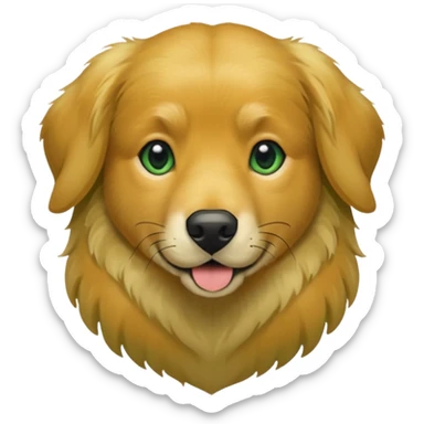 green dog extra furry golden retriever. The dog fur is green. Green is hex code 10462E sticker