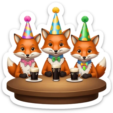Three foxes sitting at a round table drinking Guinness sticker