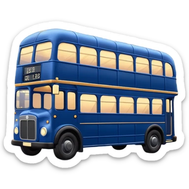 A dark blue double decker bus with cute cosy string twinkle lights draped along the outside of the bus sticker