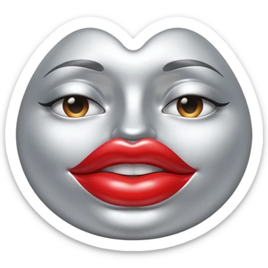 A seductive pair of slightly parted lips emoji made of liquid silver chrome, smooth glossy metallic surface, soft sensual curves, subtle reflections, luxury sexy aesthetic, minimal iOS emoji style, centered composition, clean white background, soft studio lighting, no text sticker