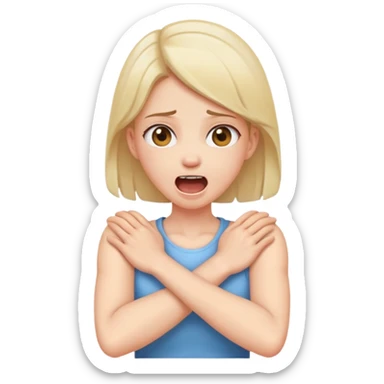 girl with her arms crossed holding her neck screaming sticker