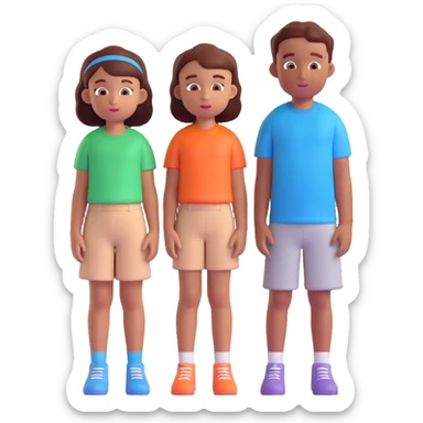 Slightly increase the volume of the upper body of the girl, separate the girl and the boy from each other, make the skin color the same for both characters. Maintain the cartoonish 3D style. Keep the background transparent. sticker