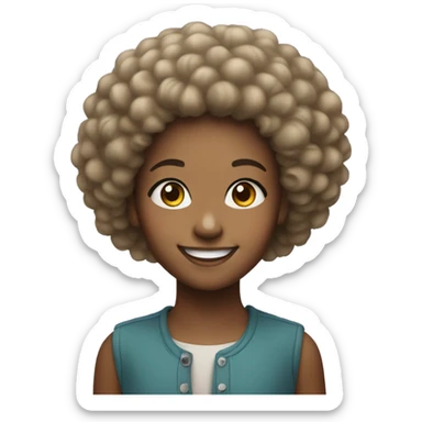 smiling young girl with afro hairstyle sticker