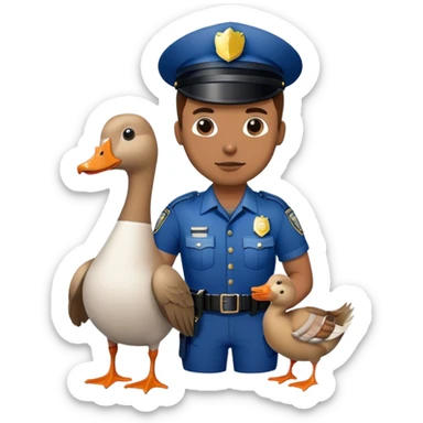 A goose in handcuffs being taken to jail by a police officer  sticker