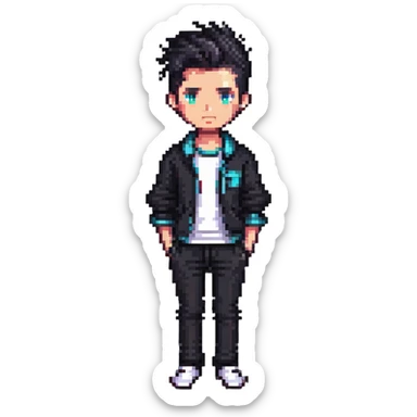 modern pixel art male character with contemporary clothing and hairstyle sticker