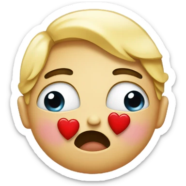 emoji face holding back tears with hearts sticker