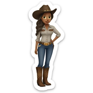 Brunette Cowgirl pregnant sticker