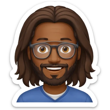 bearded long haired  black man with eyeglasses sticker
