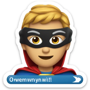 computer screen wearing a superhero cape sticker